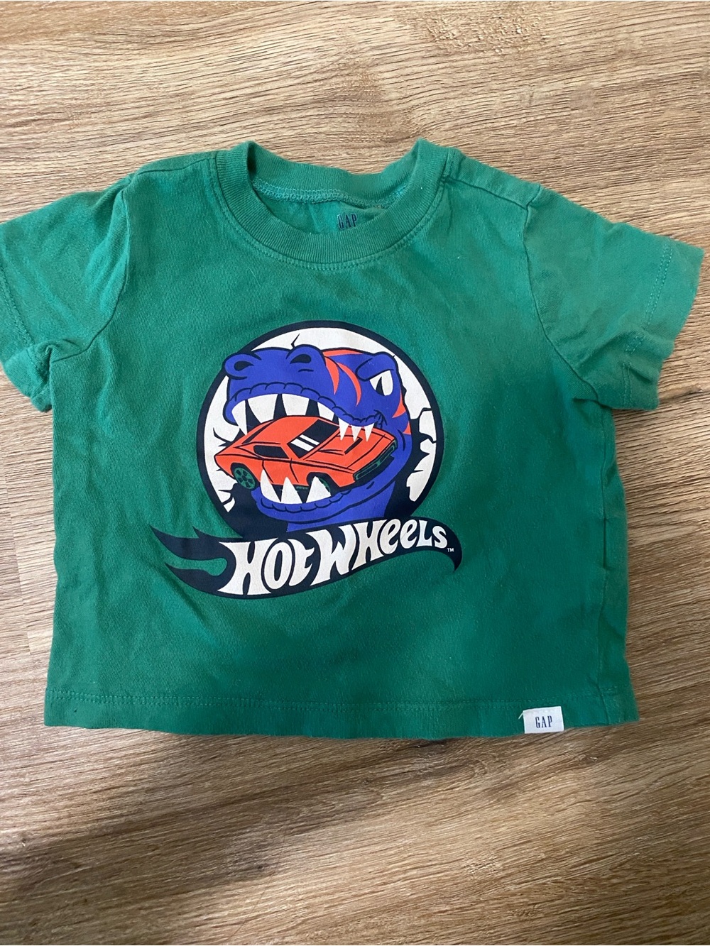 GAP Green Hot Wheels Graphic Tee with Purple Dino